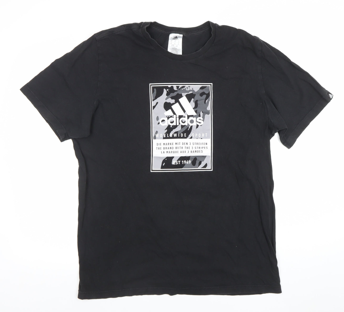 Adidas Mens Black XL Graphic Logo Short Sleeve Cotton T-Shirt