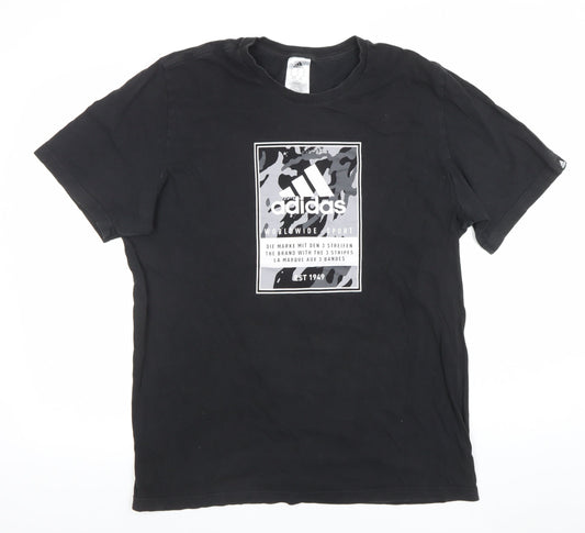 Adidas Mens Black XL Graphic Logo Short Sleeve Cotton T-Shirt