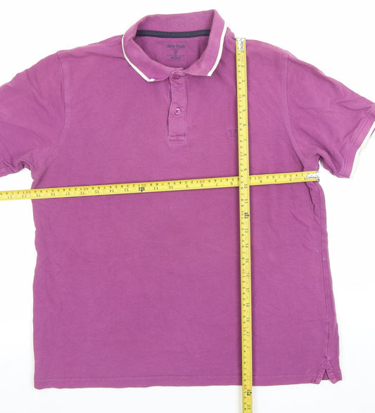 James Pringle Men’s Purple Cotton Polo Shirt Size M Short Sleeve