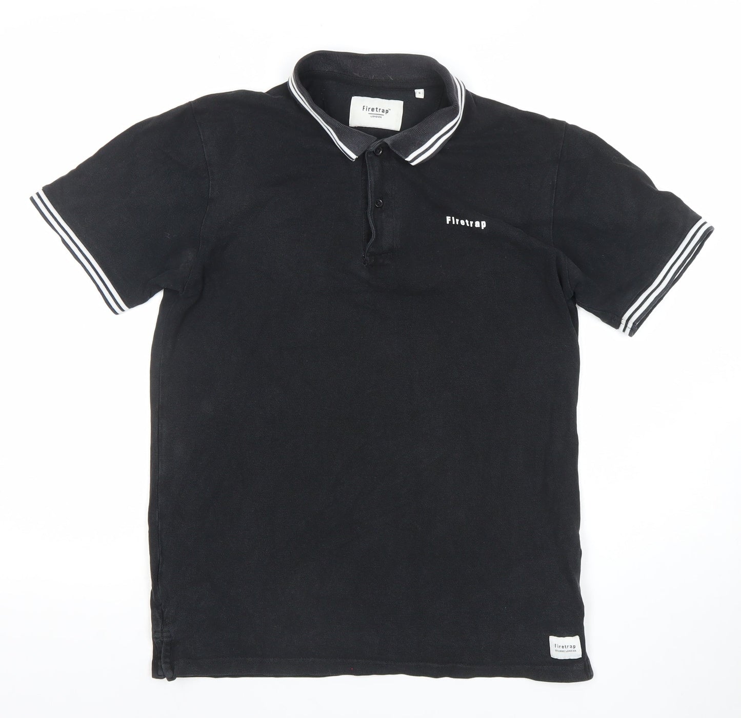 Firetrap London Men's Black Short Sleeve Cotton Polo Shirt Size S