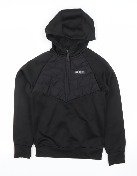 McKenzie Boys Black 8-10 Years 1/2 Zip Hooded Pullover Sweatshirt