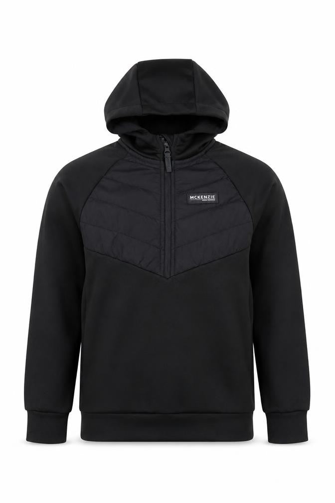 McKenzie Boys Black 8-10 Years 1/2 Zip Hooded Pullover Sweatshirt
