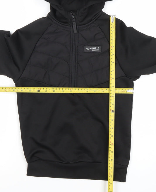 McKenzie Boys Black 8-10 Years 1/2 Zip Hooded Pullover Sweatshirt