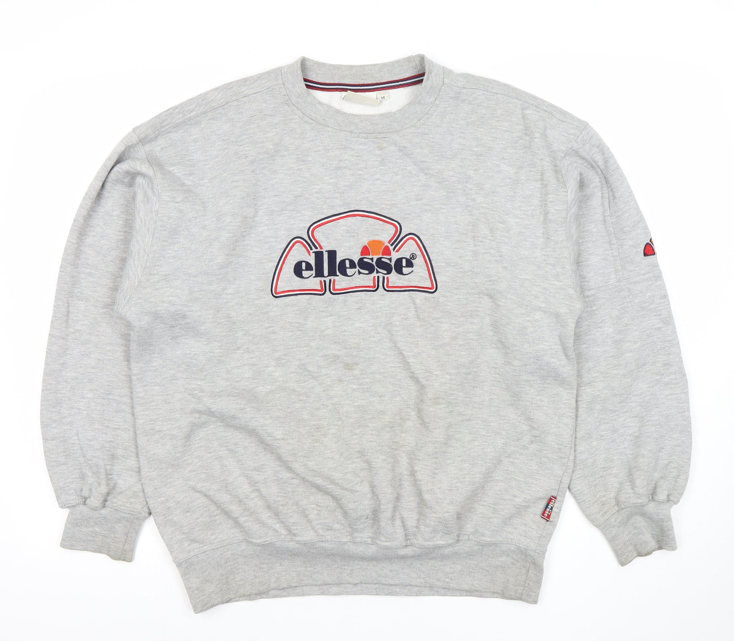 Ellesse Men's Grey Pullover Sweatshirt M Retro Embroidered Logo
