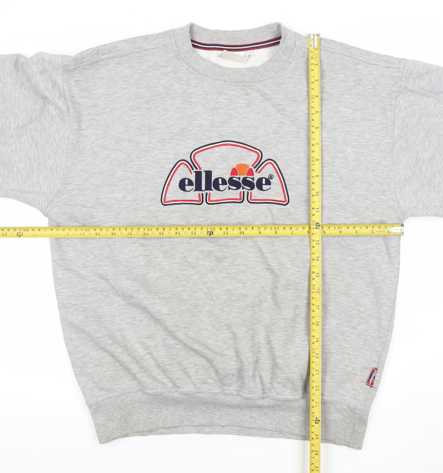 Ellesse Men's Grey Pullover Sweatshirt M Retro Embroidered Logo