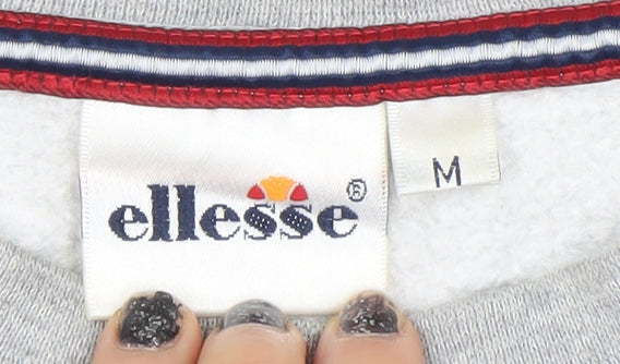 Ellesse Men's Grey Pullover Sweatshirt M Retro Embroidered Logo