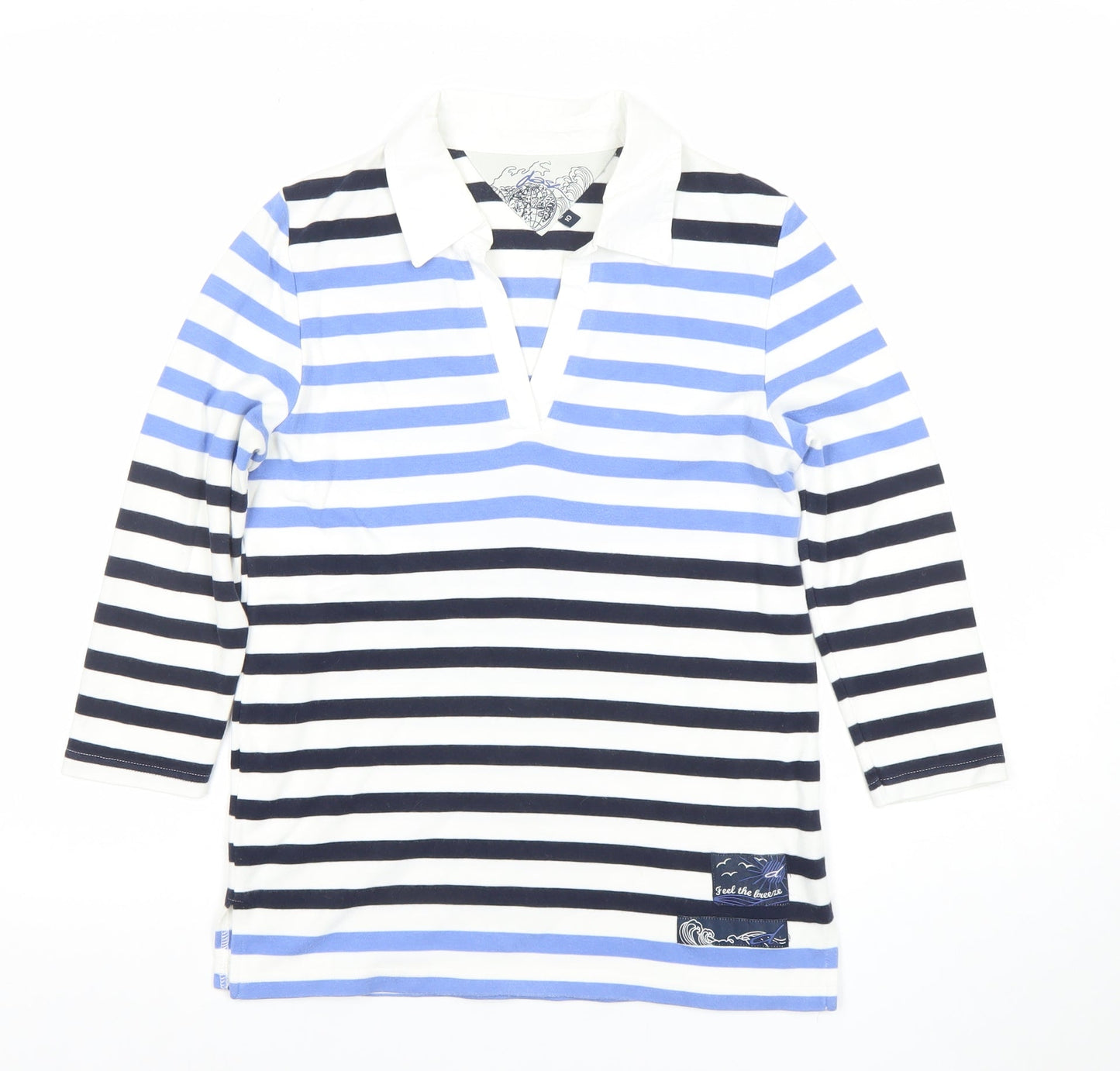 Joules Womens Multicoloured Striped Polo Shirt Size 10 Cotton