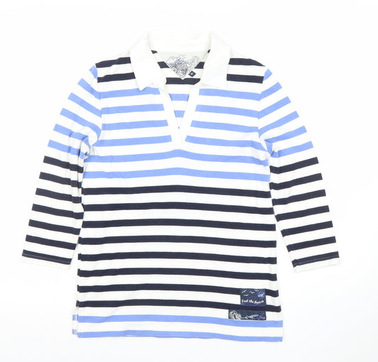 Joules Womens Multicoloured Striped Polo Shirt Size 10 Cotton