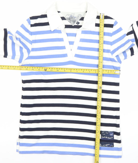 Joules Womens Multicoloured Striped Polo Shirt Size 10 Cotton