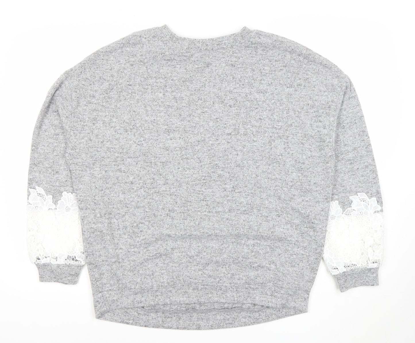 Dorothy Perkins Women’s Grey Long Sleeve Lace Pullover Jumper Size 12