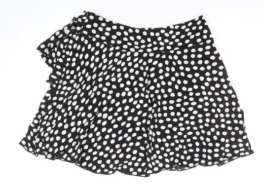 Savida Women’s Black Polka Dot Wrap Ruffle Skirt Size 12