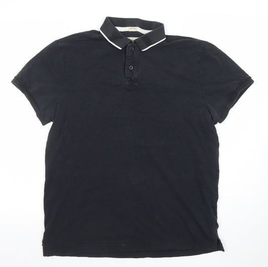 Hollister Men’s Black Slim Fit Stretch Cotton Polo Shirt Size L