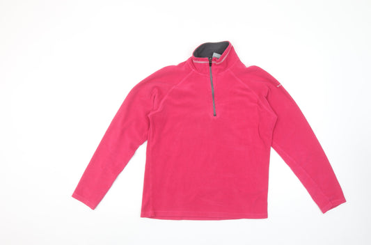 Trespass Women Pink Fleece Pullover Sweatshirt L 1/2 Zip Warm Lined