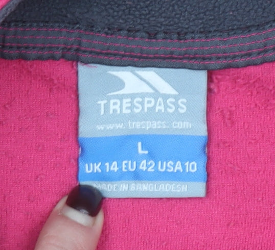 Trespass Women Pink Fleece Pullover Sweatshirt L 1/2 Zip Warm Lined