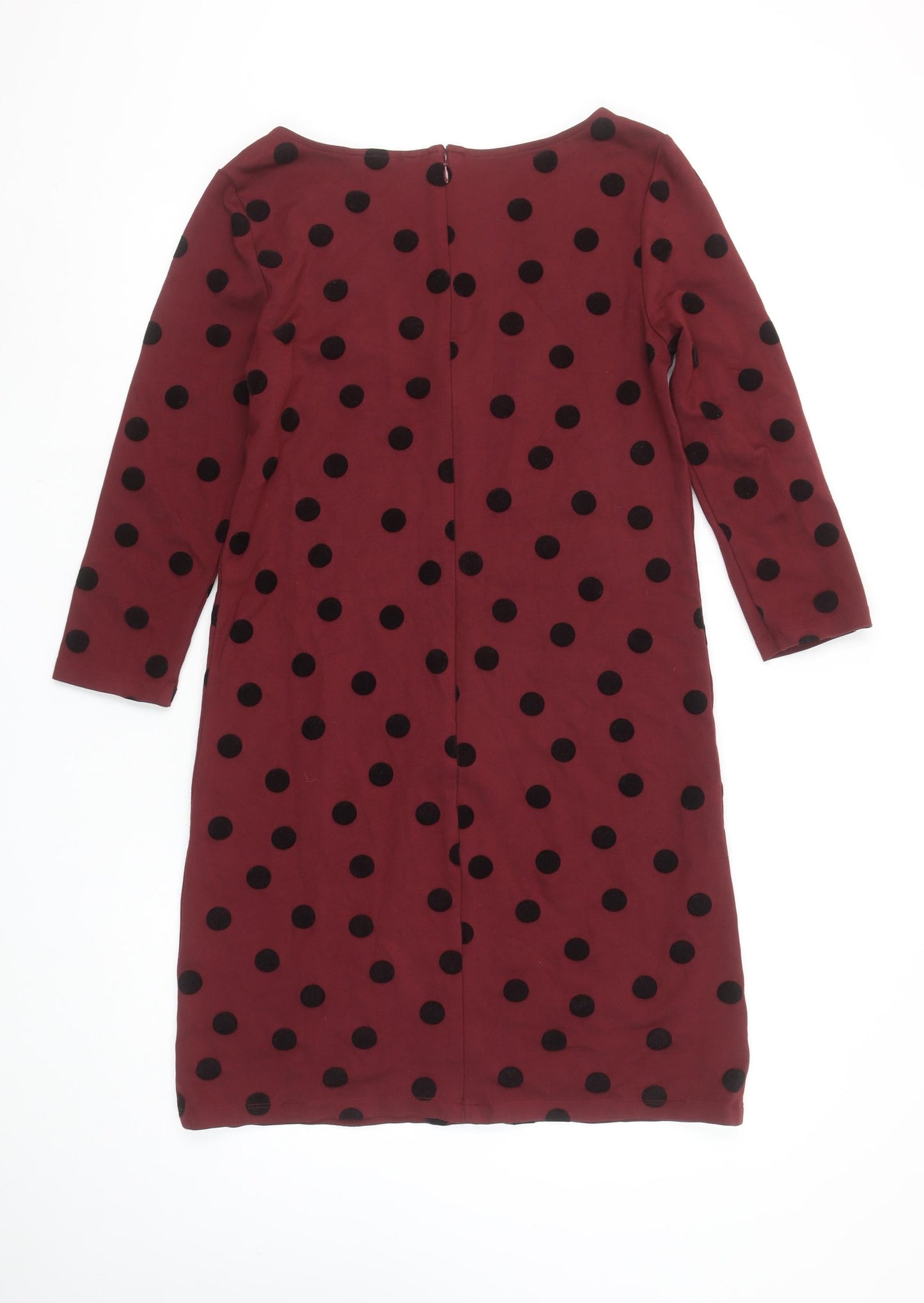 Lands' End Women's Red Polka Dot Shift Dress UK 10 Petite 3/4 Sleeve