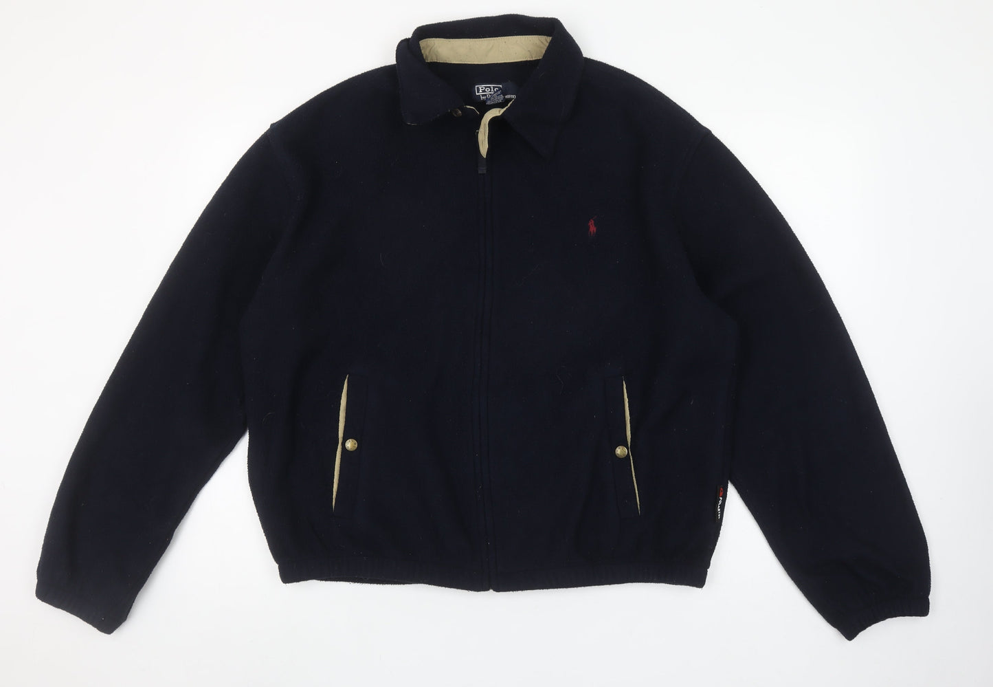 Ralph Lauren Men’s Blue Fleece Bomber Jacket Size L Full Zip Collared