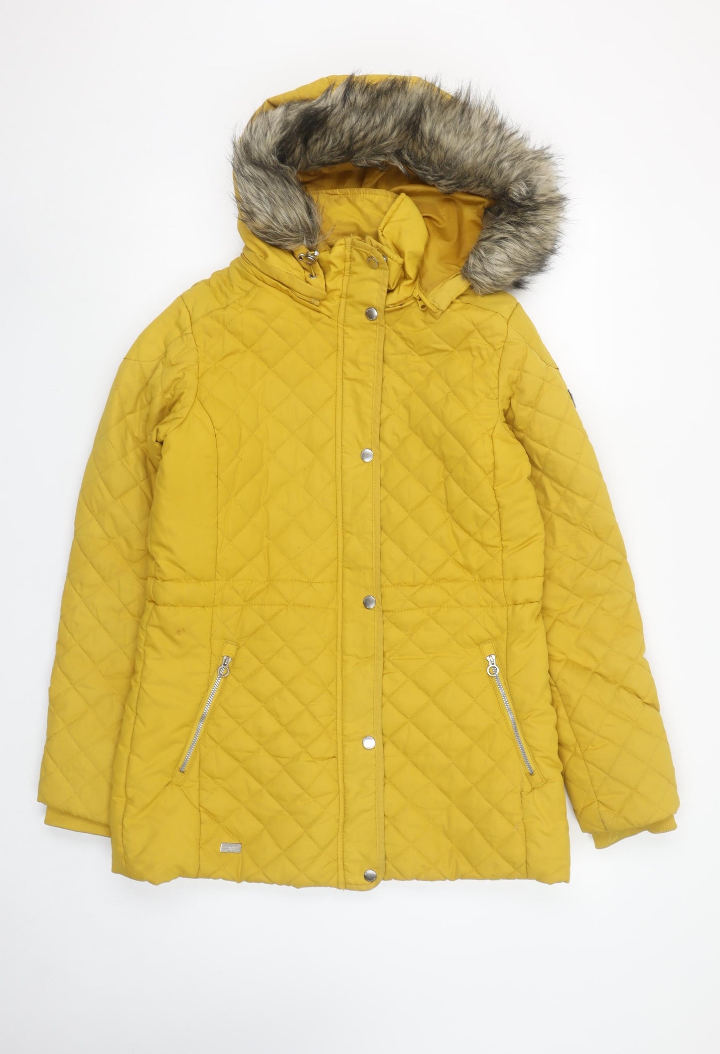 Regatta Womens Yellow Quilted Hooded Jacket Size 12