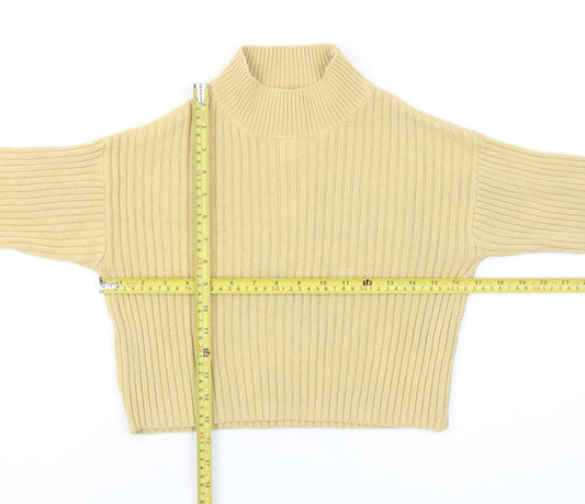 Zara Girls Beige Ribbed Mock Neck Wool Blend Jumper Size 11-12 Years
