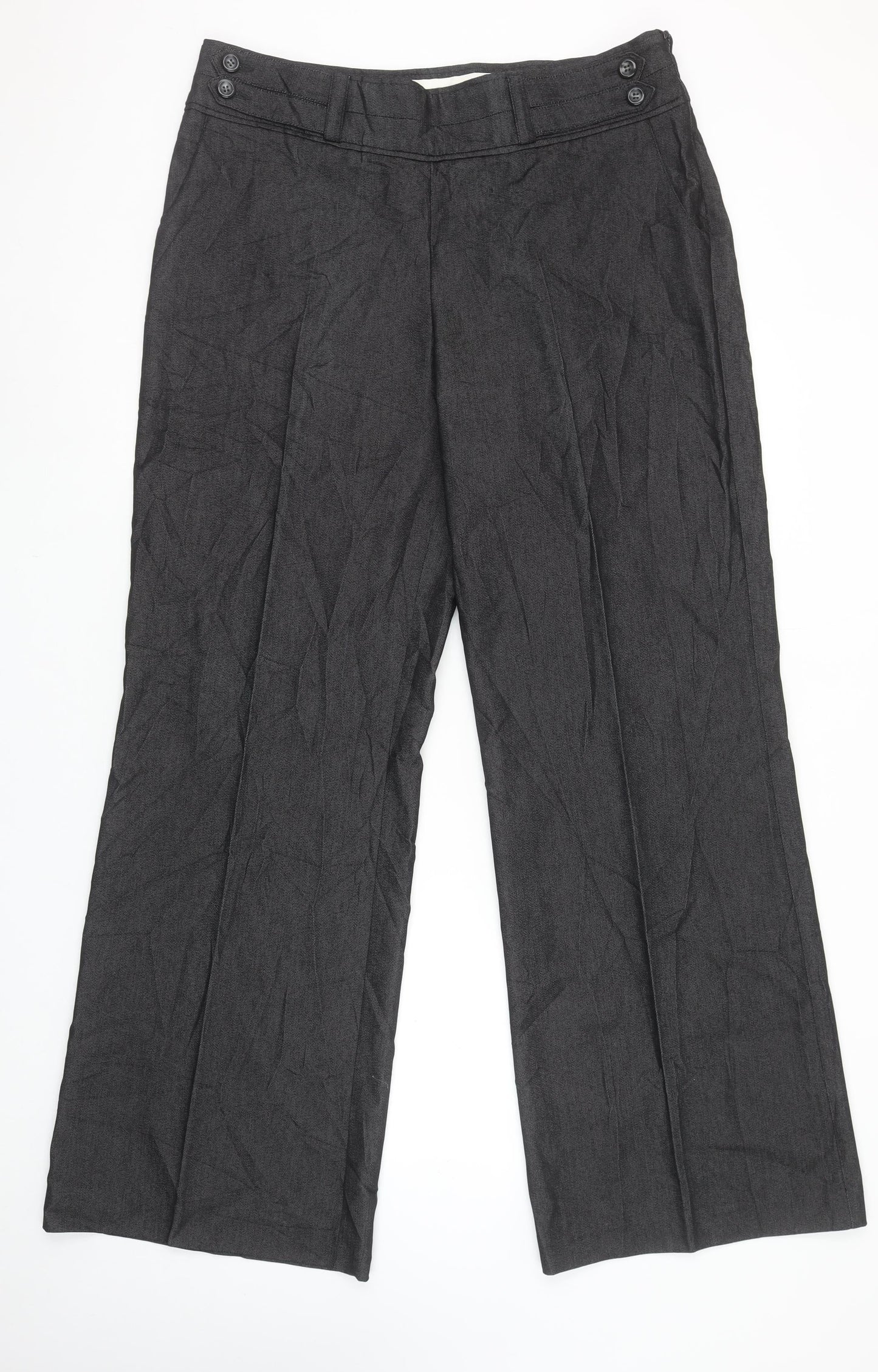 Marks and Spencer Womens Grey Wide-Leg Trousers UK 16 Polyester Blend