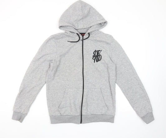 DFND Men's Grey Full Zip Hoodie Small Logo Detail Casual Sweatshirt