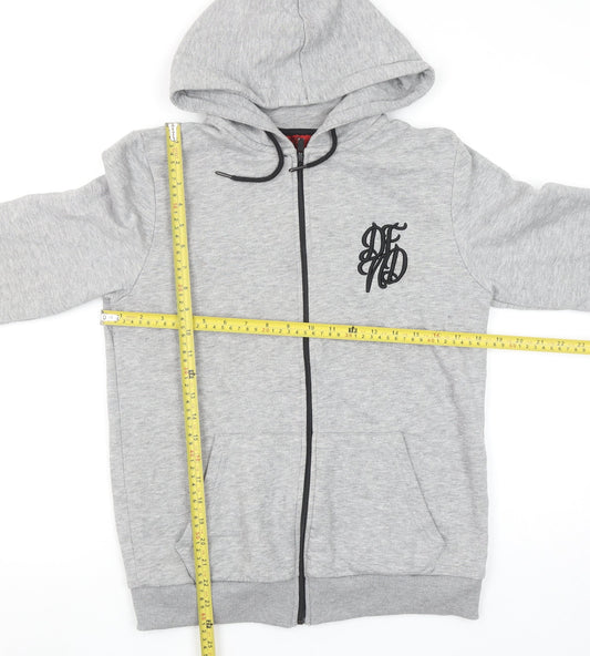 DFND Men's Grey Full Zip Hoodie Small Logo Detail Casual Sweatshirt