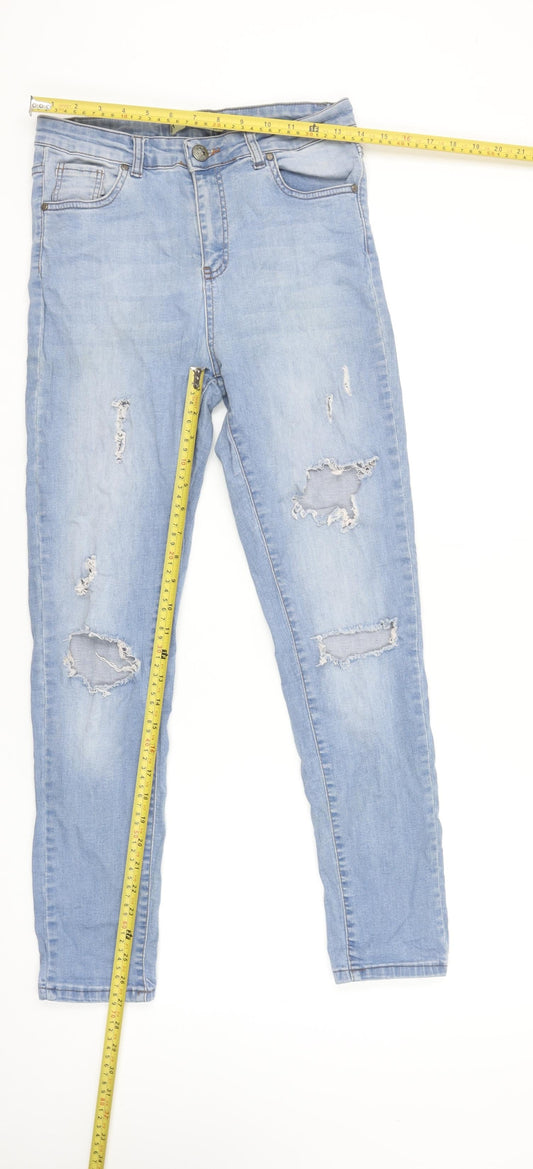 AKSU BLUE Womens Light Blue Distressed Skinny Jeans Size 31
