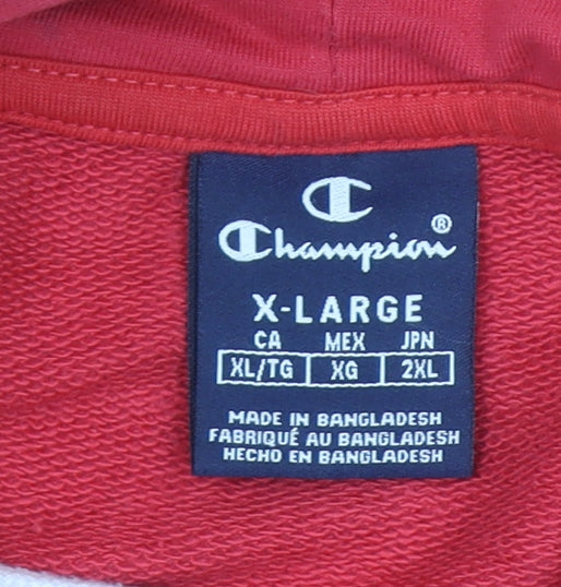 Champion Men's Red XL Pullover Hoodie with Logo