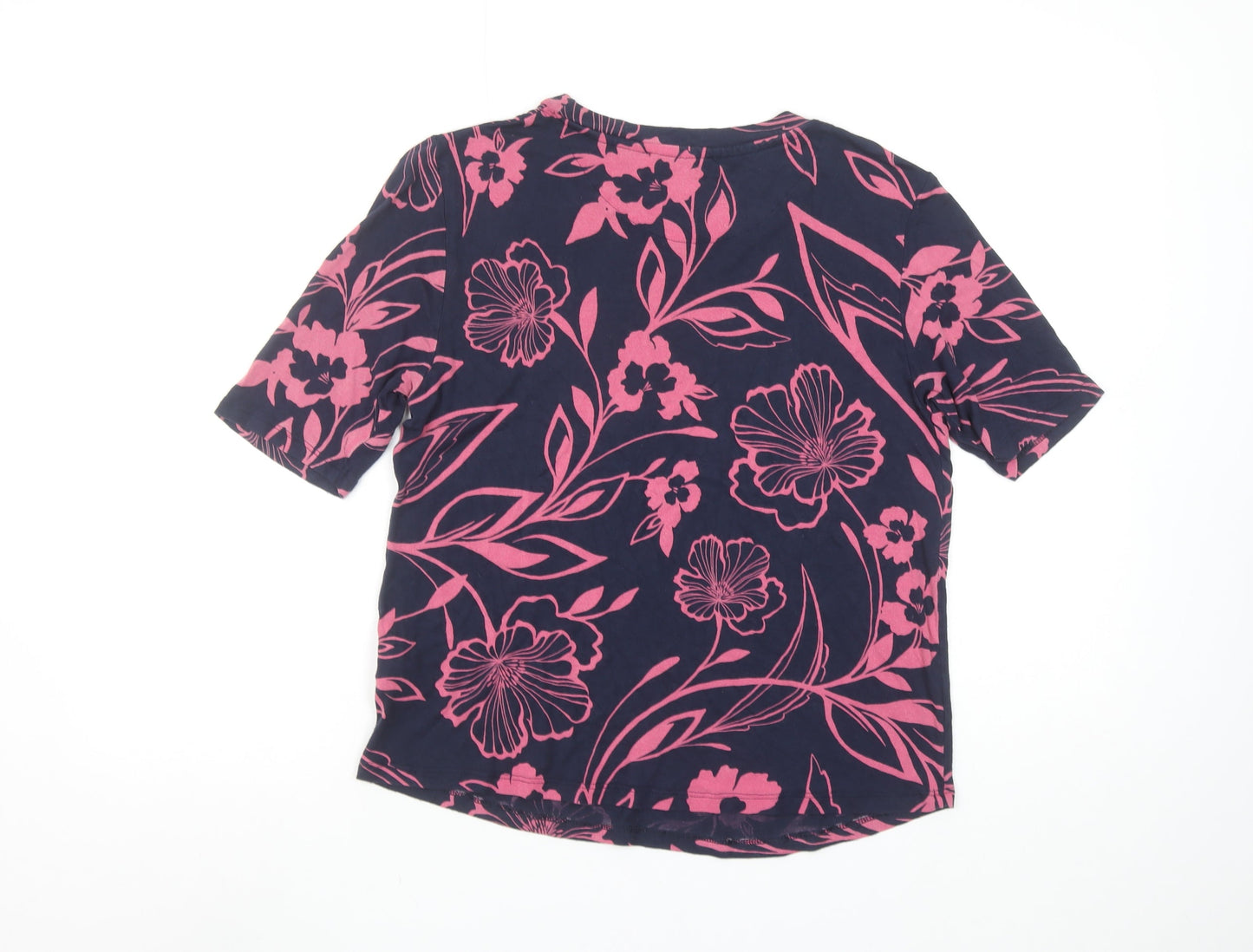 Marks and Spencer Women’s Navy Pink Floral Viscose T-Shirt Size 12