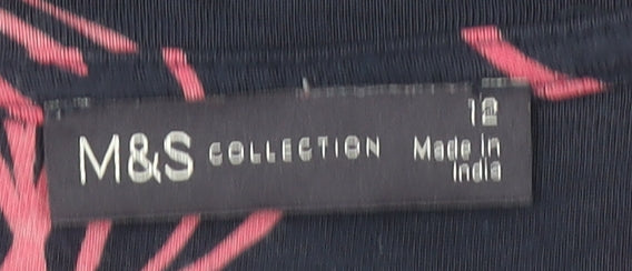 Marks and Spencer Women’s Navy Pink Floral Viscose T-Shirt Size 12