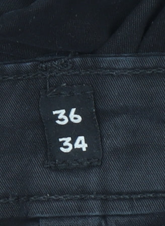 Jack & Jones Men's Black Cargo Trousers Size 36x34 Cotton Blend