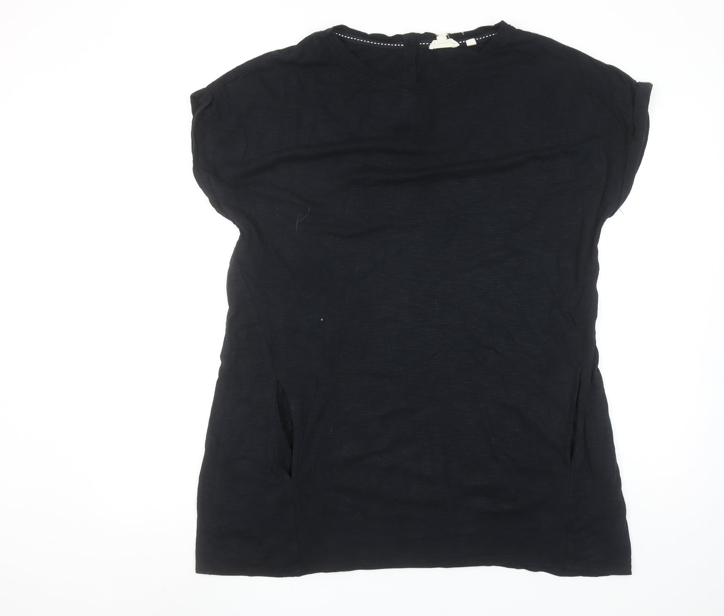 Fat Face Women's Black Cotton Crew Neck Short Sleeve T-Shirt UK 14