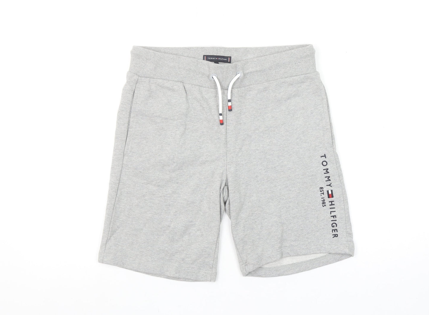 Tommy Hilfiger Boys Grey Sweat Shorts Size 13 Years Drawstring Logo Casual