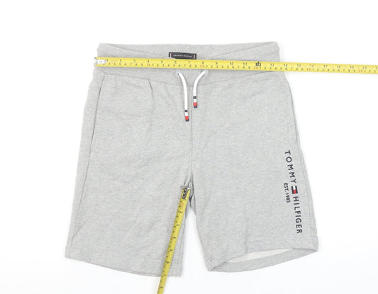 Tommy Hilfiger Boys Grey Sweat Shorts Size 13 Years Drawstring Logo Casual