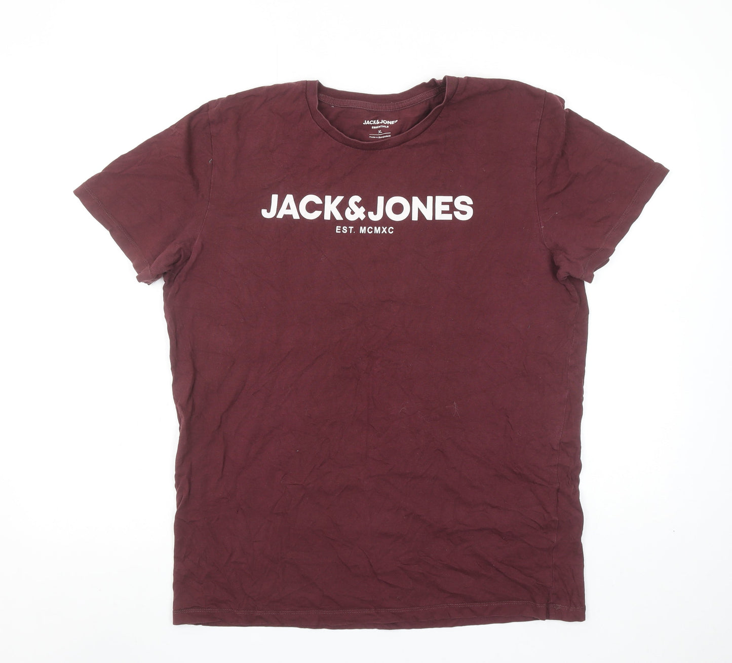 Jack & Jones Men's Brown XL Logo Crew Neck Cotton T-Shirt