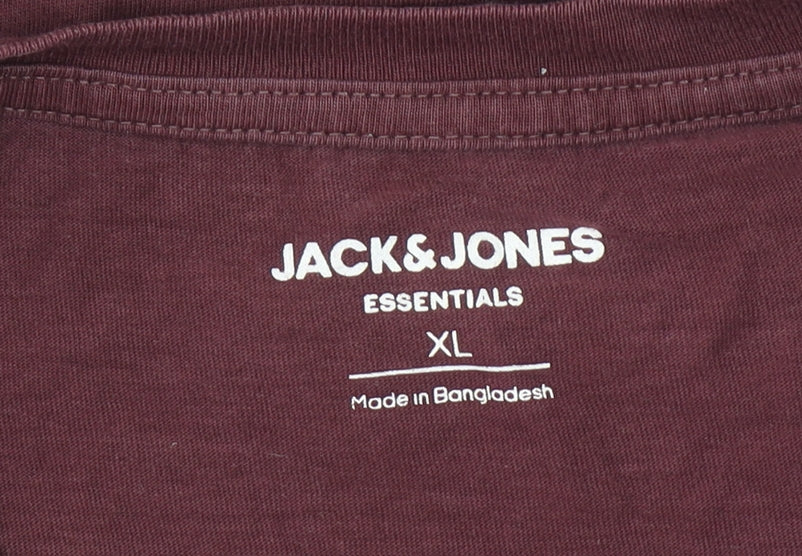 Jack & Jones Men's Brown XL Logo Crew Neck Cotton T-Shirt