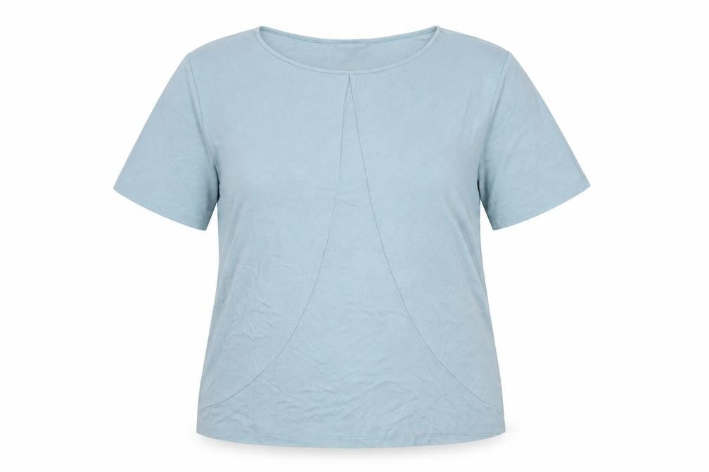 Front view of Jaeger women’s blue short sleeve cotton jersey t-shirt l