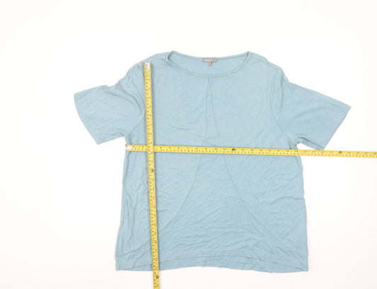 Jaeger Womens Blue Short Sleeve Cotton Jersey T-Shirt L