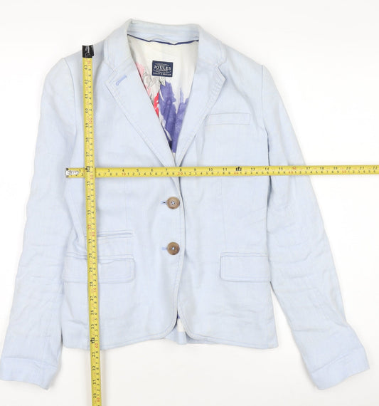 Joules Women’s Blue Linen Cotton Blazer UK 8 Classic Style