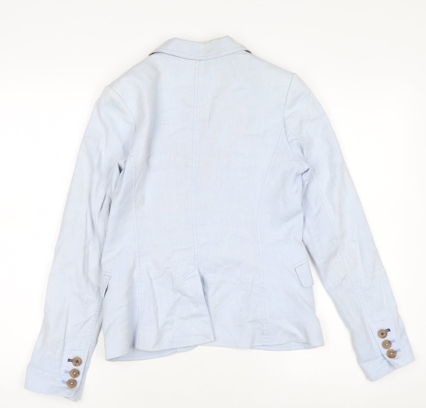 Joules Women’s Blue Linen Cotton Blazer UK 8 Classic Style