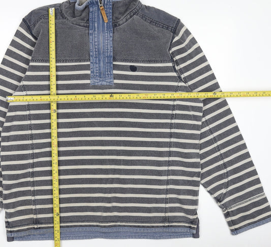 Fat Face Men’s Blue Stripe 1/4 Zip Henley Sweatshirt Size L