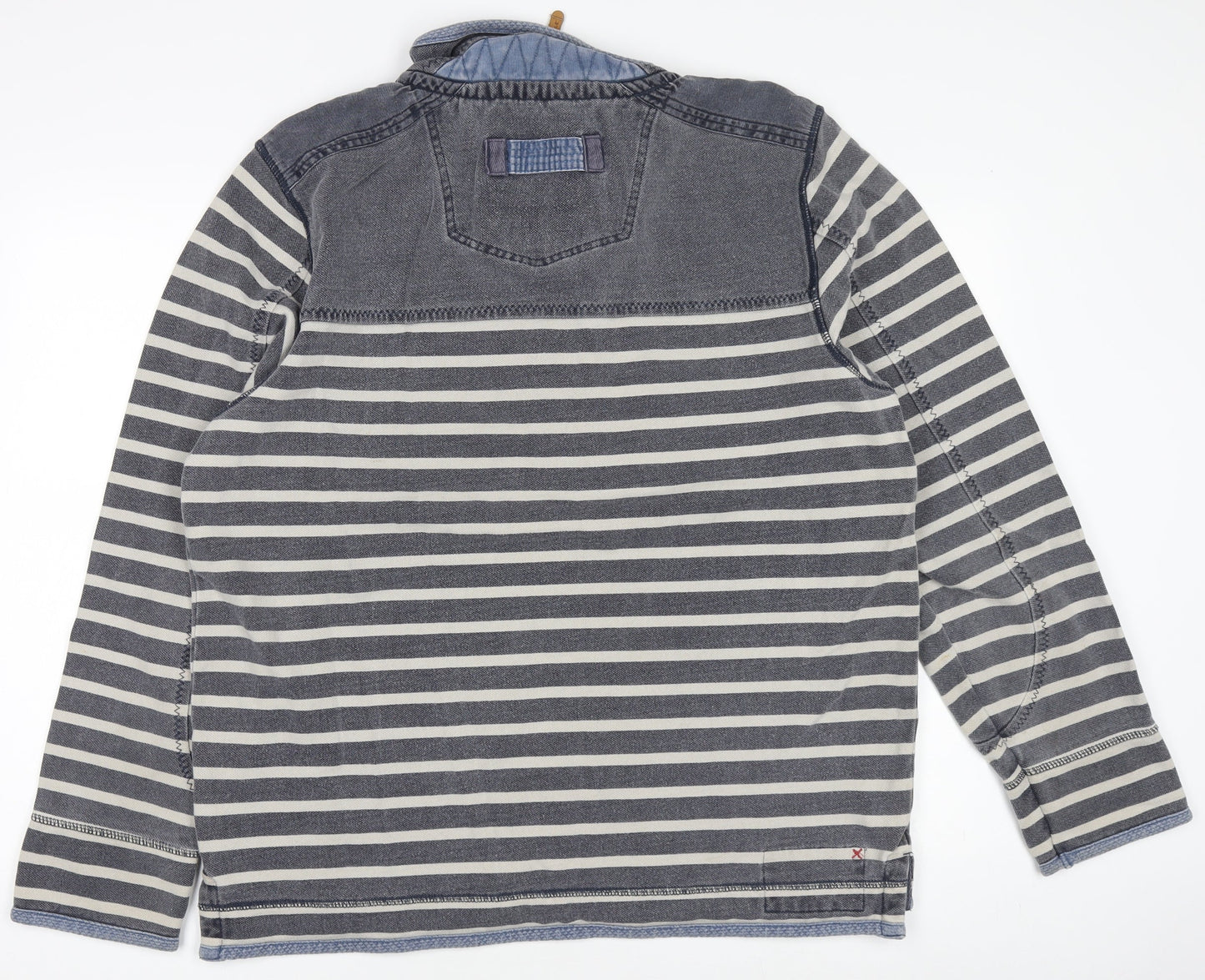 Fat Face Men’s Blue Stripe 1/4 Zip Henley Sweatshirt Size L