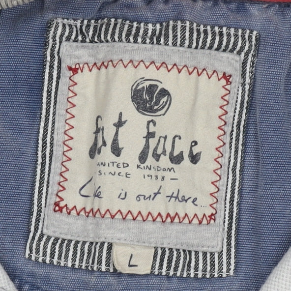 Fat Face Men’s Blue Stripe 1/4 Zip Henley Sweatshirt Size L