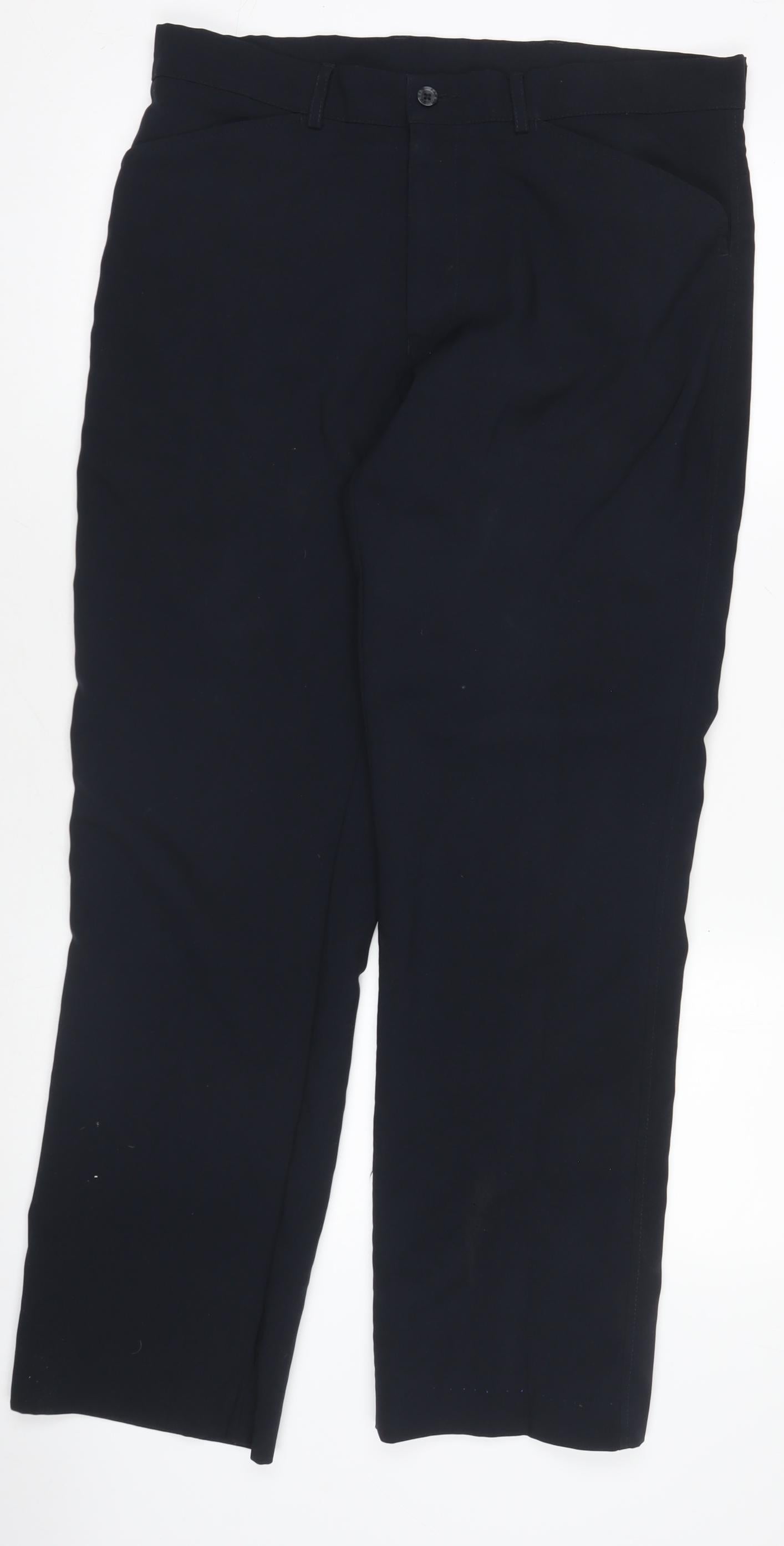 Farah Classic Men's Black 34x31 Suit Trousers Polyester Straight Leg