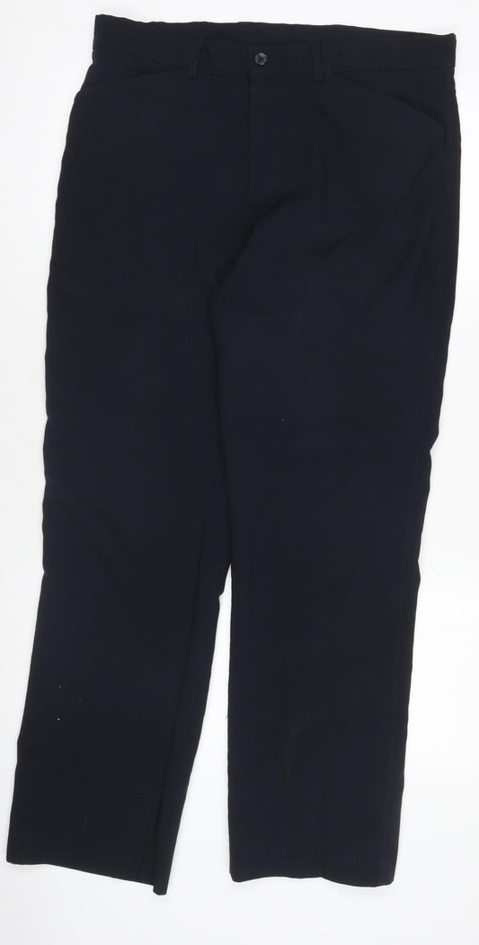 Farah Classic Men's Black 34x31 Suit Trousers Polyester Straight Leg