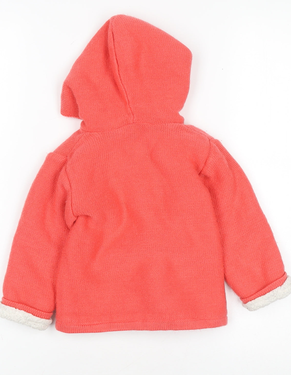 Nutmeg Girls Coral Hooded Cardigan 12-18 Months Acrylic Embroidered Bees & Butterflies