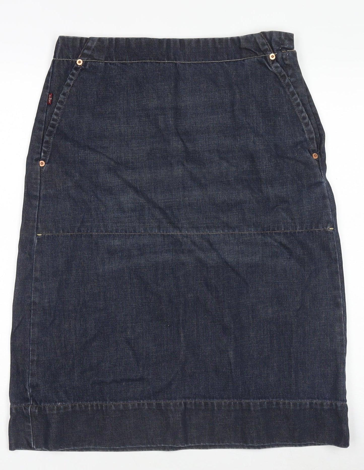Levi's Women's Blue Denim Knee Length Straight Skirt Size 12