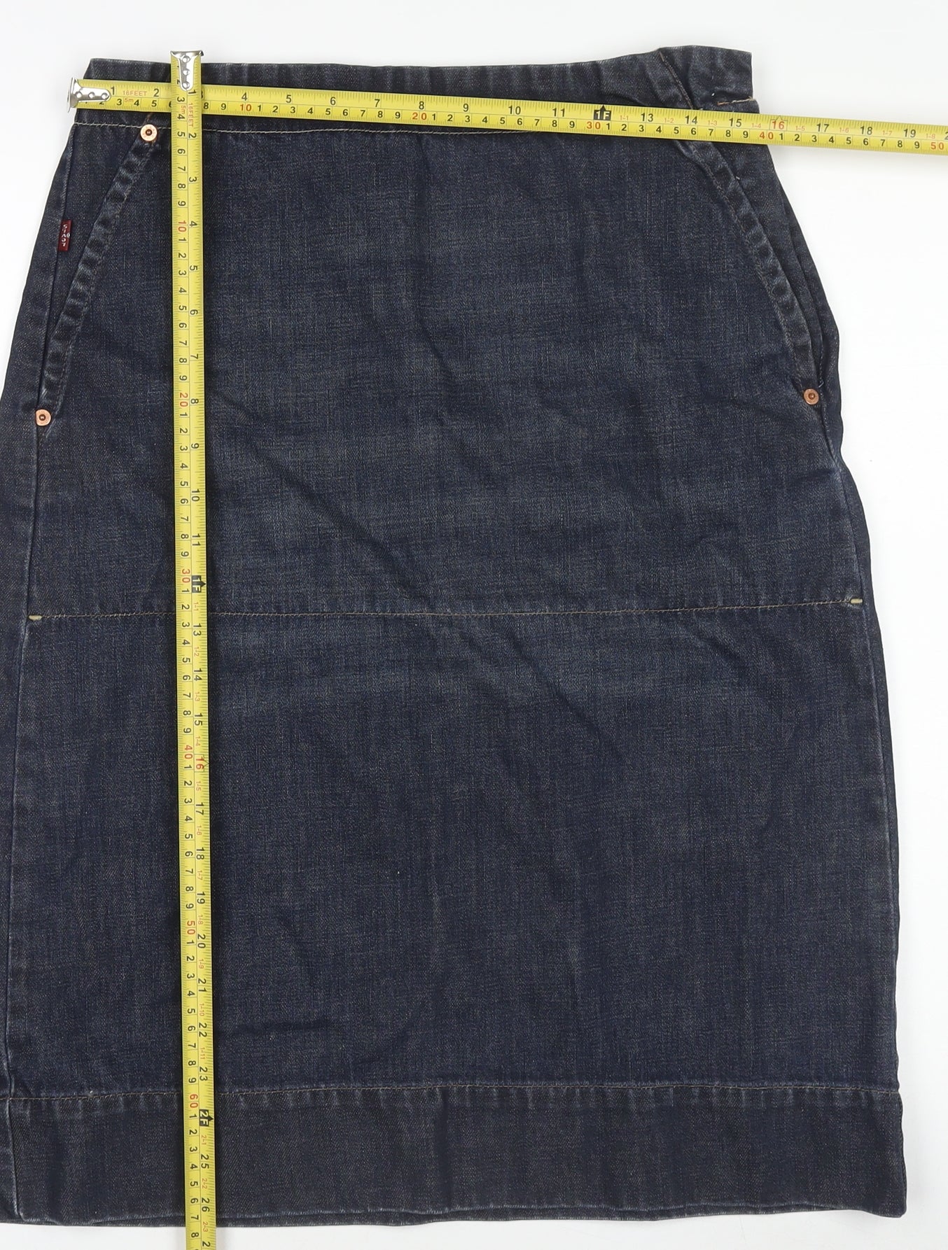 Levi's Women's Blue Denim Knee Length Straight Skirt Size 12
