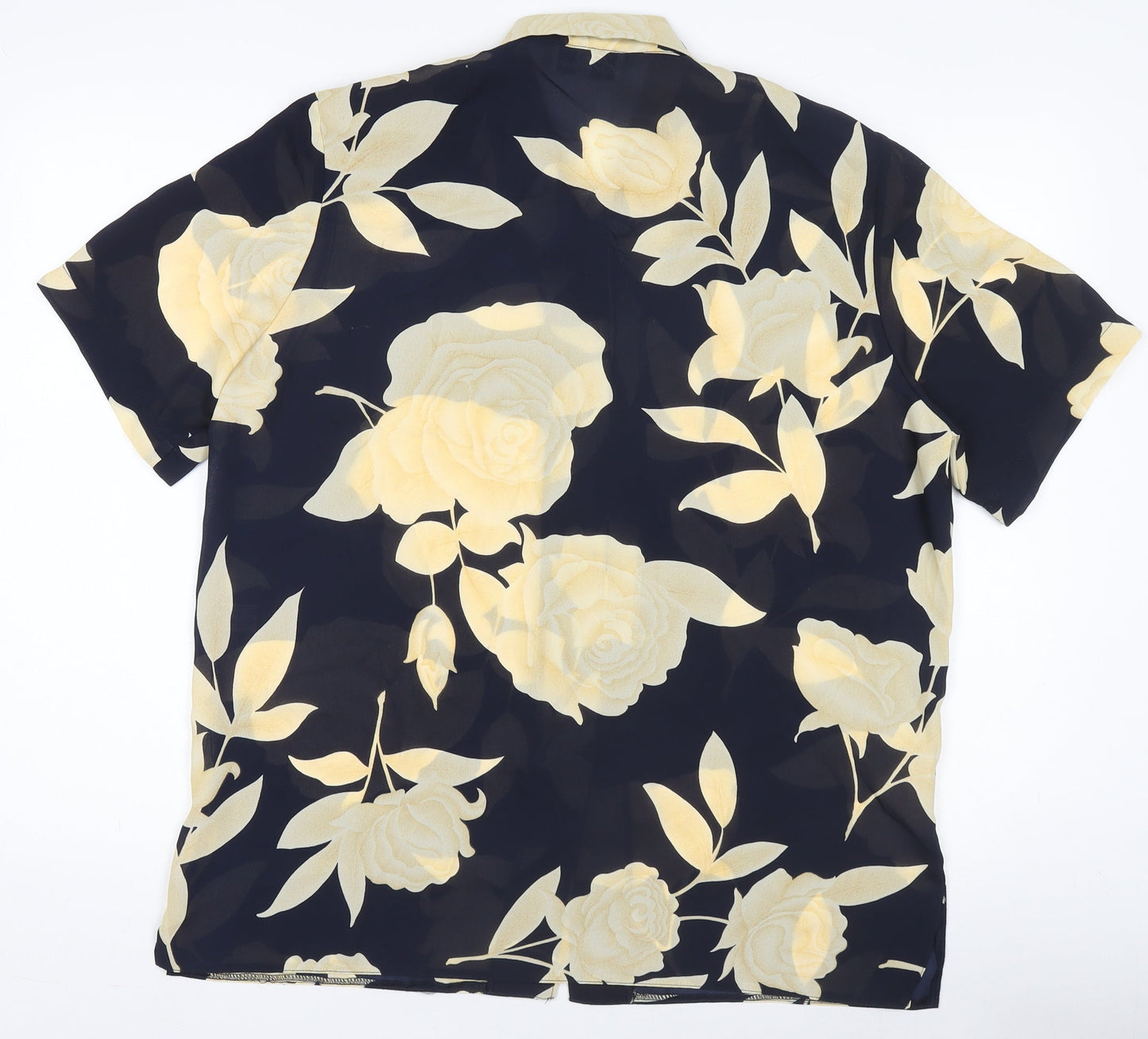 Givoni Women Black Floral Button-Up Short Sleeve Shirt M