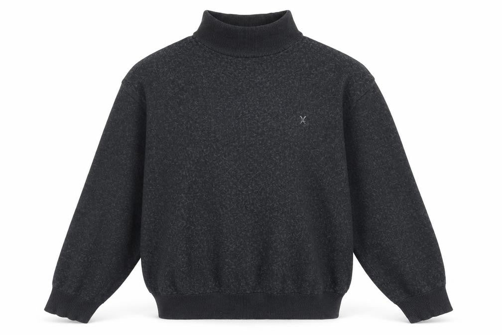 Laxy Boys Black Wool Blend Mock Neck Pullover Jumper Size S