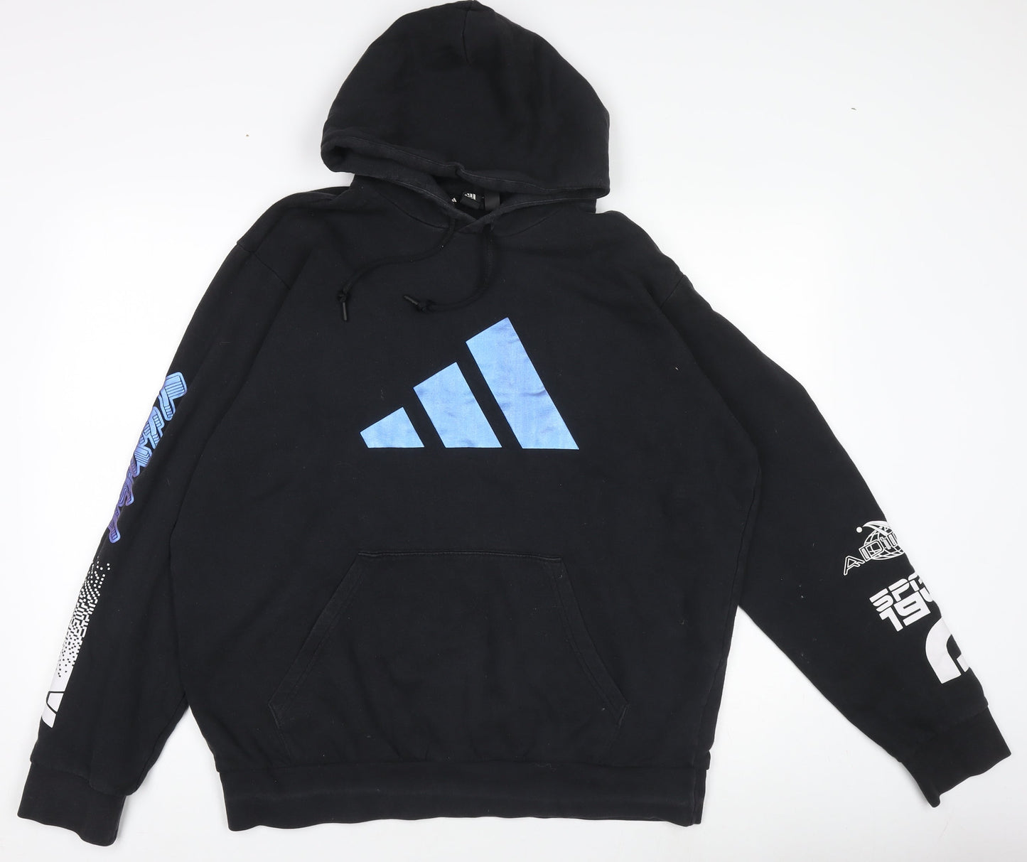 Adidas Men's Black Pullover Hoodie Size M Graphic Sportswear